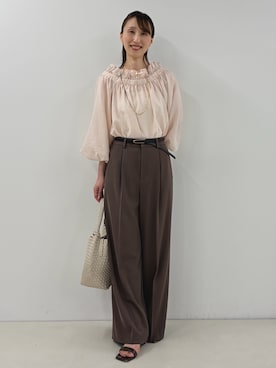 「NOLLEY’S（ノーリーズ）の【grace grace/グラスグラス】ハテナスウィングパールピアス（ピアス（両耳用）、ホワイト系）」を使った、nol ikeoさん（レディース・160cm）の夏コーディネート