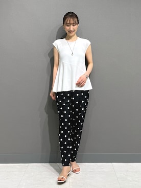 「NOLLEY’S Sophi（ノーリーズソフィ）のバックサテンドットバレルパンツ（その他パンツ）」を使った、nol ikeoさん（レディース・160cm）の夏コーディネート