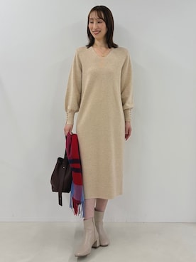 「アイテム（ストール/ショール）」を使った、nol ikeoさん（レディース・160cm）の秋コーディネート