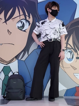 「G.O.C（ジーオーシー）のアイテム（スラックス）」を使った、Kushiro.さん（メンズ・170cm）の夏コーディネート