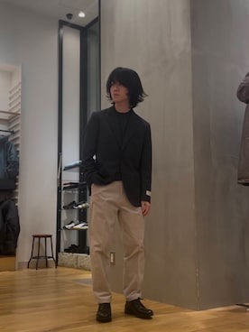 「アイテム（スーツジャケット）」を使った、スズキさん（メンズ・165cm）の冬コーディネート