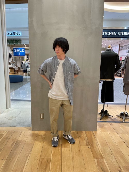 『永山瑛太さん着用』シルケットリネン バンドカラーショートスリーブシャツ