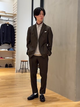 「URBAN RESEARCH DOORS（アーバンリサーチドアーズ）のLIFE STYLE TAILOR　ハイゲージ半袖ニットポロシャツ（シャツ/ブラウス、ホワイト系）」を使った、スズキさん（メンズ・165cm）の秋コーディネート