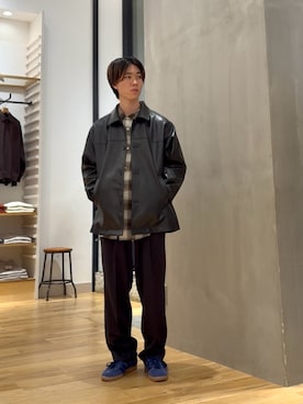 「アイテム（ライダースジャケット）」を使った、スズキさん（メンズ・165cm）の秋コーディネート