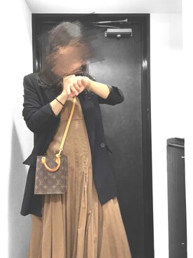 「FRAY I.D（フレイアイディー）のアイテム（ワンピース、ブラウン系）」を使った、Miさん（レディース・159cm）の秋コーディネート