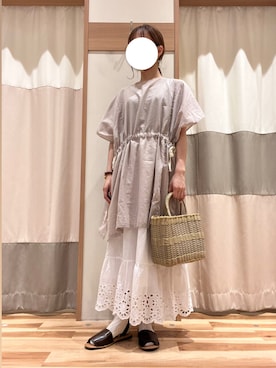 「Samansa Mos2（サマンサ モスモス）のセパレートサンダル（サンダル）」を使った、k o iさん（レディース・157cm）の夏コーディネート