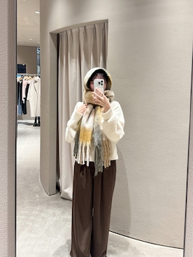 「アイテム（マフラー）」を使った、SARASA_151cmさん（レディース・151cm）の秋コーディネート