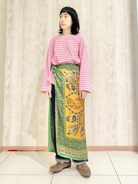 「アイテム（モカシン/デッキシューズ）」を使った、HIMIKO熊本鶴屋さん（レディース・165cm）の秋コーディネート