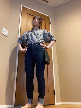 「しまむら（シマムラ）のアイテム（ショルダーバッグ、ブラック系）」を使った、boochanさん（レディース・150cm）の夏コーディネート