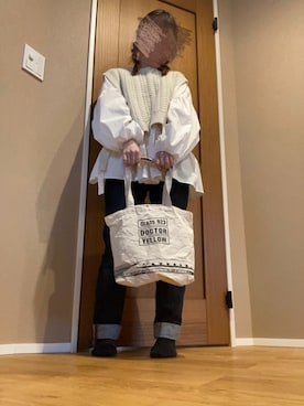 「しまむら（シマムラ）のアイテム（トートバッグ、ベージュ系）」を使った、boochanさん（レディース・150cm）の春コーディネート