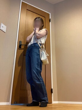 「GRL（グレイル）のUSAコットンベーシックフレンチスリーブトップス（Tシャツ/カットソー、ベージュ系）」を使った、boochanさん（レディース・150cm）の春コーディネート