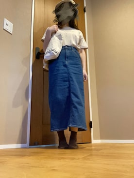 「GRL（グレイル）のロゴTシャツ（Tシャツ/カットソー、ベージュ系）」を使った、boochanさん（レディース・150cm）の夏コーディネート