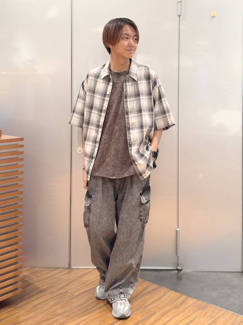 オーバーサイズオンブレチェックシャツ