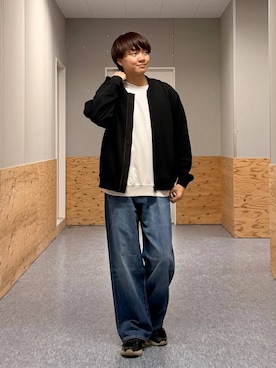 「BAYFLOW（ベイフロー）の［セットアップ可］アーバンライトブルゾン【ストレッチ】（テーラードジャケット、ブラック系）」を使った、j3t0u0さん（メンズ・174cm）の春コーディネート