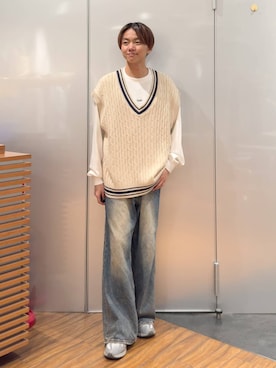 「RAGEBLUE（レイジブルー）のアイテム（ニット/セーター）」を使った、j3t0u0さん（メンズ・174cm）の春コーディネート