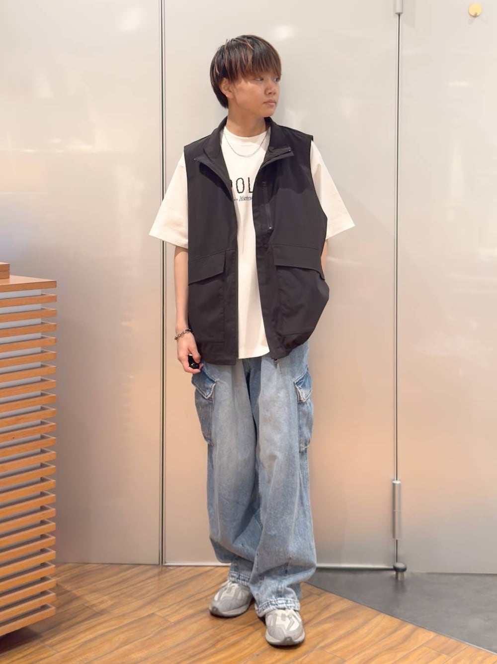 「きれいめ、差し色コーデ、ナチュラル、RAGEBLUE」｜「RAGEBLUEのアンティーク風/メタルバックルリアルレザーベルト（ベルト、ブラック系）」を使った、j3t0u0さん（メンズ・174cm）の夏コーディネートの1枚目の写真