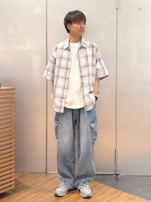 オーバーサイズオンブレチェックシャツ