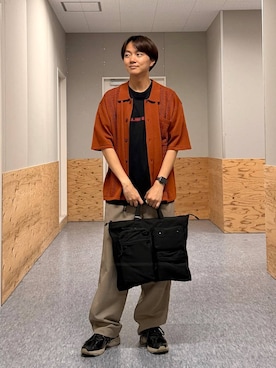 「BAYFLOW（ベイフロー）の7ポケットヘルメットバッグ（ショルダーバッグ、ブラック系）」を使った、j3t0u0さん（メンズ・174cm）の夏コーディネート