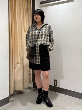 「KBF（ケイビーエフ）のシンプルショートパンツ（その他パンツ）」を使った、nagisaさん（レディース・154cm）の秋コーディネート