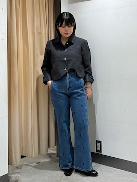 「アイテム（その他アウター、グレー系）」を使った、nagisaさん（レディース・154cm）の秋コーディネート