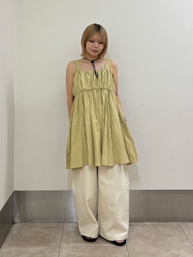「SMELLY（スメリー）のジュートライクハット（ハット、ベージュ系）」を使った、nagisaさん（レディース・154cm）の夏コーディネート