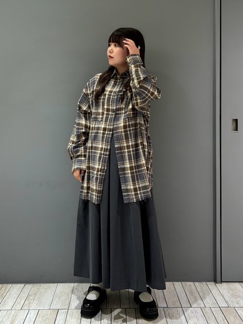 カットオフルーズチェックシャツ