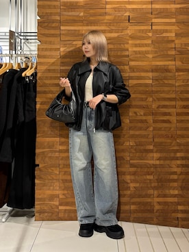 「SMELLY（スメリー）のステンレスブラックドットチェーンネックレス（ネックレス、ゴールド系）」を使った、nagisaさん（レディース・154cm）の秋コーディネート