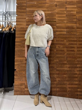 「SMELLY（スメリー）のステンレスプチビジューネックレス（ネックレス、シルバー系）」を使った、nagisaさん（レディース・154cm）の秋コーディネート