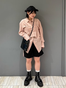 「KBF（ケイビーエフ）のシンプルショートパンツ（その他パンツ）」を使った、nagisaさん（レディース・154cm）の秋コーディネート