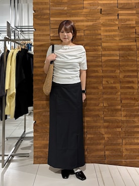 「SMELLY（スメリー）のハートビーズネックレス（ネックレス、ブラック系）」を使った、nagisaさん（レディース・154cm）の春コーディネート