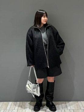 「KBF（ケイビーエフ）のカバーデザインロングブーツ（ブーツ）」を使った、nagisaさん（レディース・154cm）の秋コーディネート