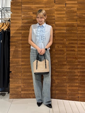 「SMELLY（スメリー）のステンレスブラックドットチェーンネックレス（ネックレス、ゴールド系）」を使った、nagisaさん（レディース・154cm）の夏コーディネート