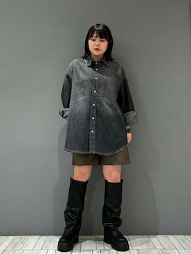 「KBF（ケイビーエフ）のカバーデザインロングブーツ（ブーツ）」を使った、nagisaさん（レディース・154cm）の秋コーディネート