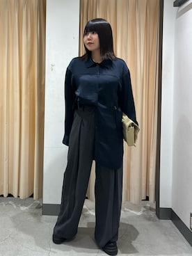 「オフィスカジュアル」｜「アイテム（ステンカラーコート）」を使った、nagisaさん（レディース・153cm）の秋コーディネート