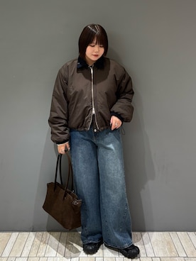 「アイテム（ボストンバッグ、ブラウン系）」を使った、nagisaさん（レディース・154cm）の冬コーディネート