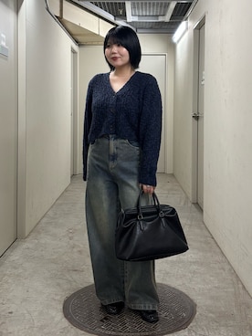 「骨格ストレート」｜「KBF（ケイビーエフ）のアイテム（ニット/セーター）」を使った、nagisaさん（レディース・154cm）の秋コーディネート