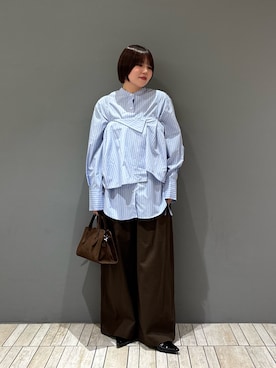 「KBF（ケイビーエフ）のスカートビスチェSETシャツ（シャツ/ブラウス、ブルー系）」を使った、nagisaさん（レディース・154cm）の春コーディネート