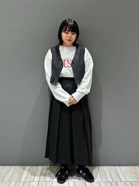 「KBF（ケイビーエフ）のベストセパレートワンピース（ワンピース）」を使った、nagisaさん（レディース・154cm）の秋コーディネート