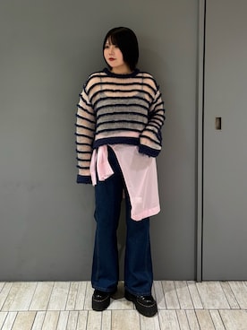 「骨格ストレート」｜「KBF（ケイビーエフ）のアイテム（ニット/セーター）」を使った、nagisaさん（レディース・154cm）の秋コーディネート