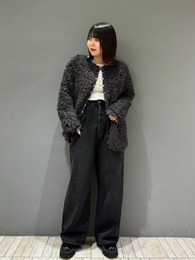 「KBF（ケイビーエフ）のシアーベロアシャーリングスリーブトップス（Tシャツ/カットソー）」を使った、nagisaさん（レディース・154cm）の秋コーディネート