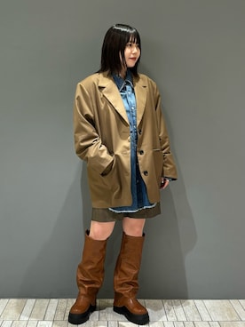 「KBF（ケイビーエフ）のカバーデザインロングブーツ（ブーツ）」を使った、nagisaさん（レディース・153cm）の秋コーディネート