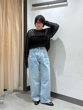 「KBF（ケイビーエフ）のスラブニットビーニー（ニットキャップ/ビーニー、ブラック系）」を使った、nagisaさん（レディース・154cm）の春コーディネート