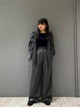 「KBF（ケイビーエフ）のシアーベロアシャーリングスリーブトップス（Tシャツ/カットソー）」を使った、nagisaさん（レディース・154cm）の秋コーディネート