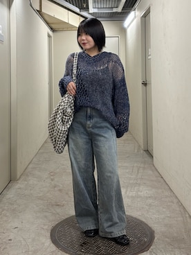 「骨格ストレート」｜「KBF（ケイビーエフ）のアイテム（ニット/セーター）」を使った、nagisaさん（レディース・154cm）の秋コーディネート