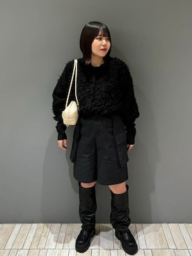 「KBF（ケイビーエフ）のカバーデザインロングブーツ（ブーツ）」を使った、nagisaさん（レディース・154cm）の秋コーディネート