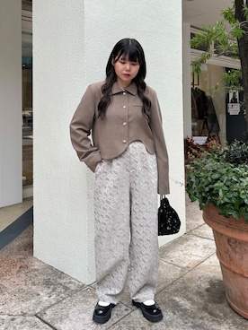 「アイテム（その他アウター、ブラウン系）」を使った、nagisaさん（レディース・154cm）の秋コーディネート