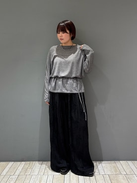 「SMELLY（スメリー）のクリアカラーオーバルビーズネックレス（ネックレス、ブルー系）」を使った、nagisaさん（レディース・154cm）の春コーディネート