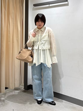 「SMELLY（スメリー）のステンレスランダムカラービーズネックレス（ネックレス、ブルー系）」を使った、nagisaさん（レディース・154cm）の春コーディネート