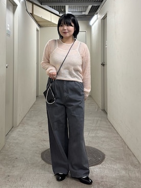 「骨格ストレート」｜「KBF（ケイビーエフ）のアイテム（ニット/セーター）」を使った、nagisaさん（レディース・154cm）の秋コーディネート