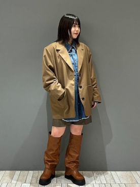 「KBF（ケイビーエフ）のカバーデザインロングブーツ（ブーツ）」を使った、nagisaさん（レディース・154cm）の秋コーディネート